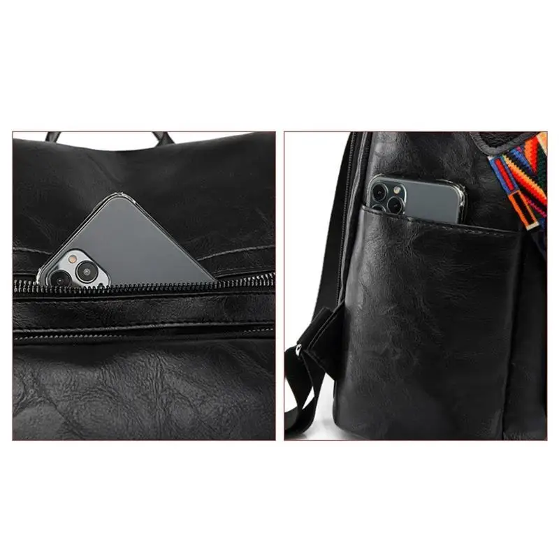 D46D 배낭 지갑 여성 패션 PU 가죽 여행 대형 숙녀 어깨 가방 안티 도난 가루 rucksack