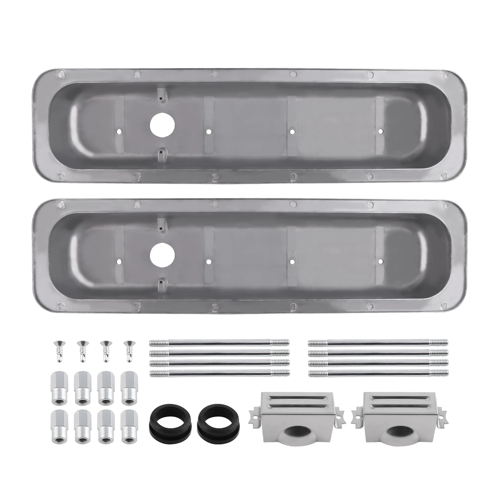 

Valve Covers Center Bolt Polished For SBC Small Block Chevy engines 283 327