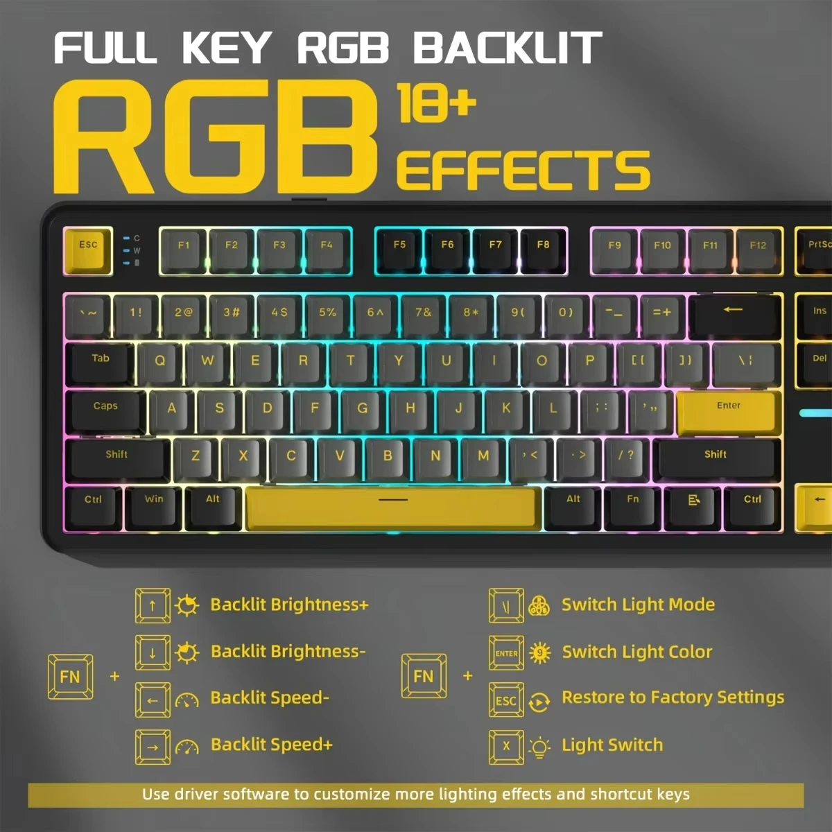 Attack Shark X87 Gaming Mechanical Keyboard RGB Gasket Hot Swappable Bluetooth Custom Macro Drive Esports Keyboard Nirkabel