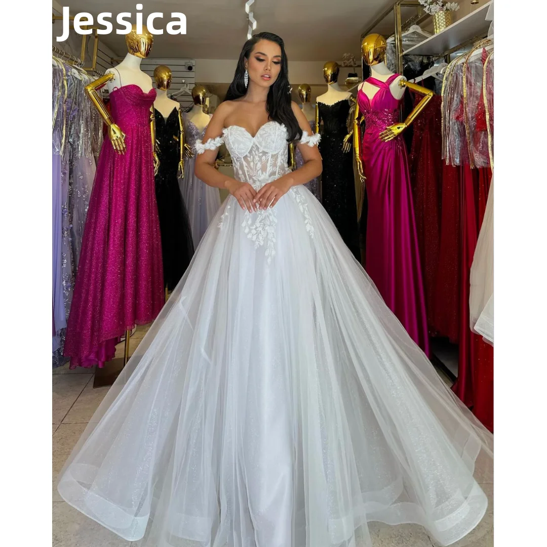 

Jessica White Prom Dresses Glitter Tulle Appliqué Prom Dress Formal Occasions Party Dressese 2024Vestidos De Noche CustomDress