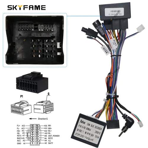 Imagen 2 del producto Adaptador de cableado de 16 pines para coche SKYFAME, decodificador Canbus, cable de alimentación para radio Android, para Great Wall Wingle Steed 5 G-RZ-GRW64