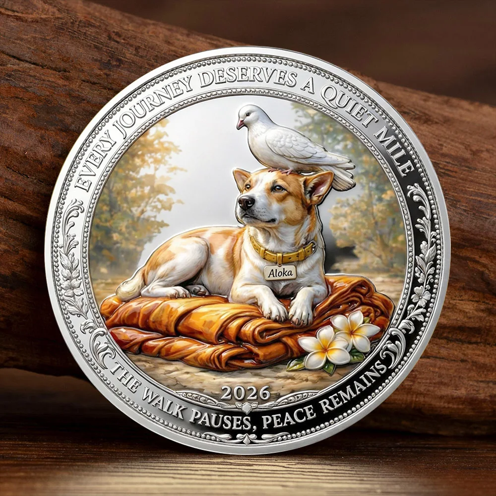 2026 Peace Mission Journey Commemorative Coin From Texas to DC Monk & Dog Challenge Coin Silver Plated Collectible Souvenir