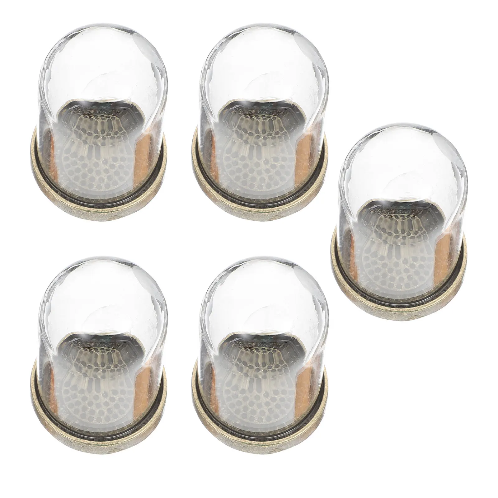 5Sets Glass Dome with Brass Base for DIY Microlandscape Terrarium Decoration Clear Display Cover for Preserved Flowers Silk