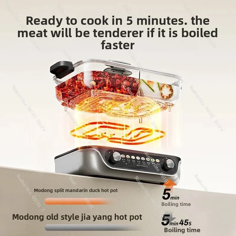 6L Large Capacity Electric Hot Pot Non Stick Dual Flavor Shabu Cooker Multifunctional Split Design Rapid Boil Household Cooking
