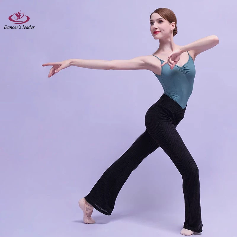 Dance Pants Cross Waist Warm Long Pants Micro Flared Pants Adult Women's Practice Pants Black Modern Dance Pants