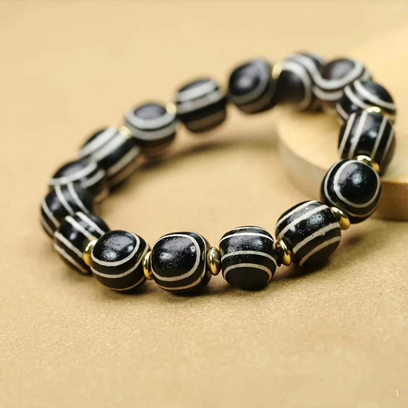 

Natural Black and White Striped Bracelet, Unisex and Elegant Bracelet, Suitable for Meditation and Daily Wear