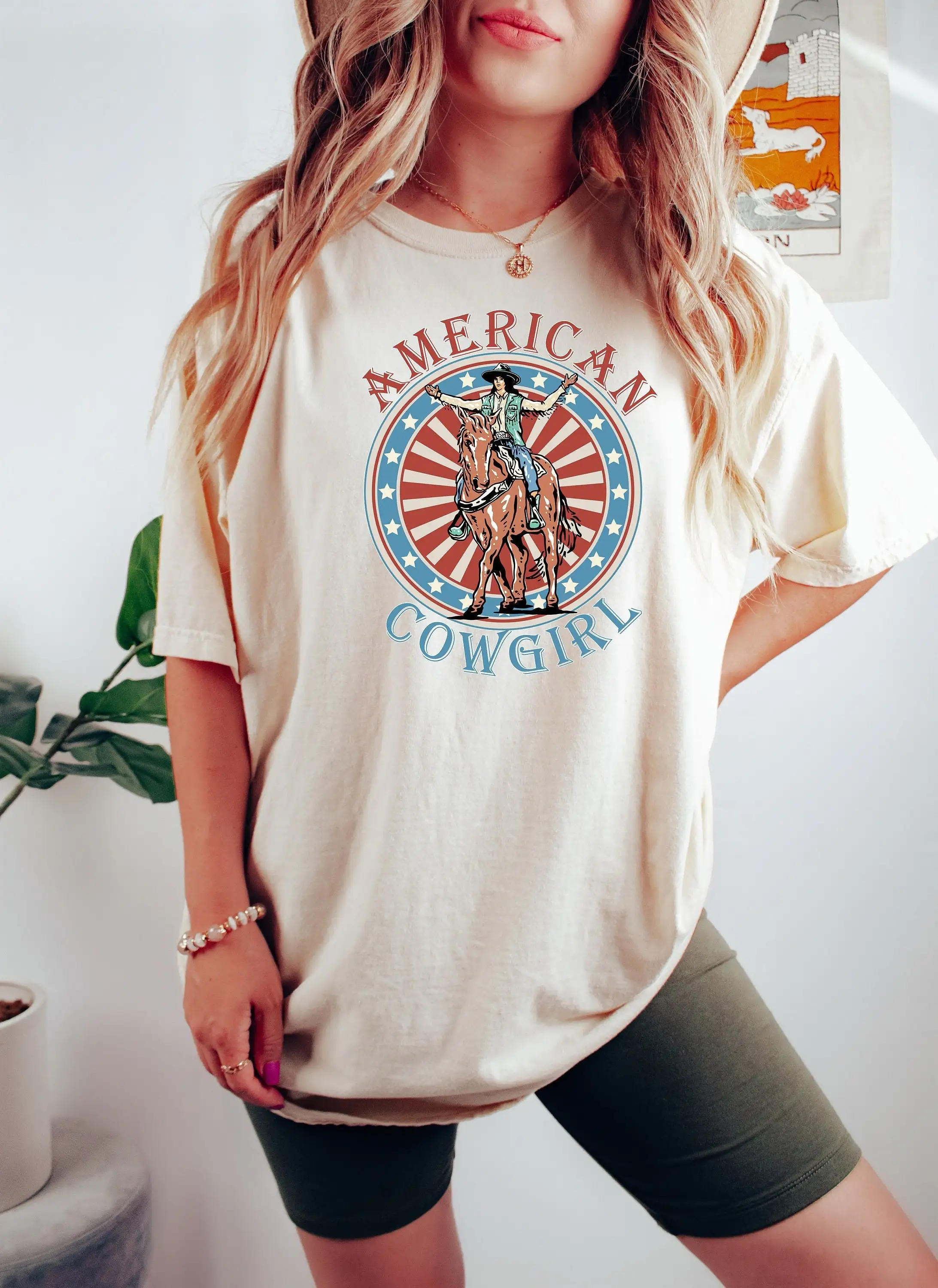 American Cowgirl T Shirt Western 4Th Of July Merica Freedom Independence Day For Woman