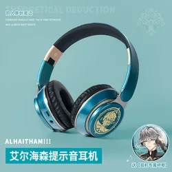 Alhaitham Cosplay Genshin Impact Headphone Wireless Bluetooth Headset Game Character Headphones with Microphone Alhaitham Badge