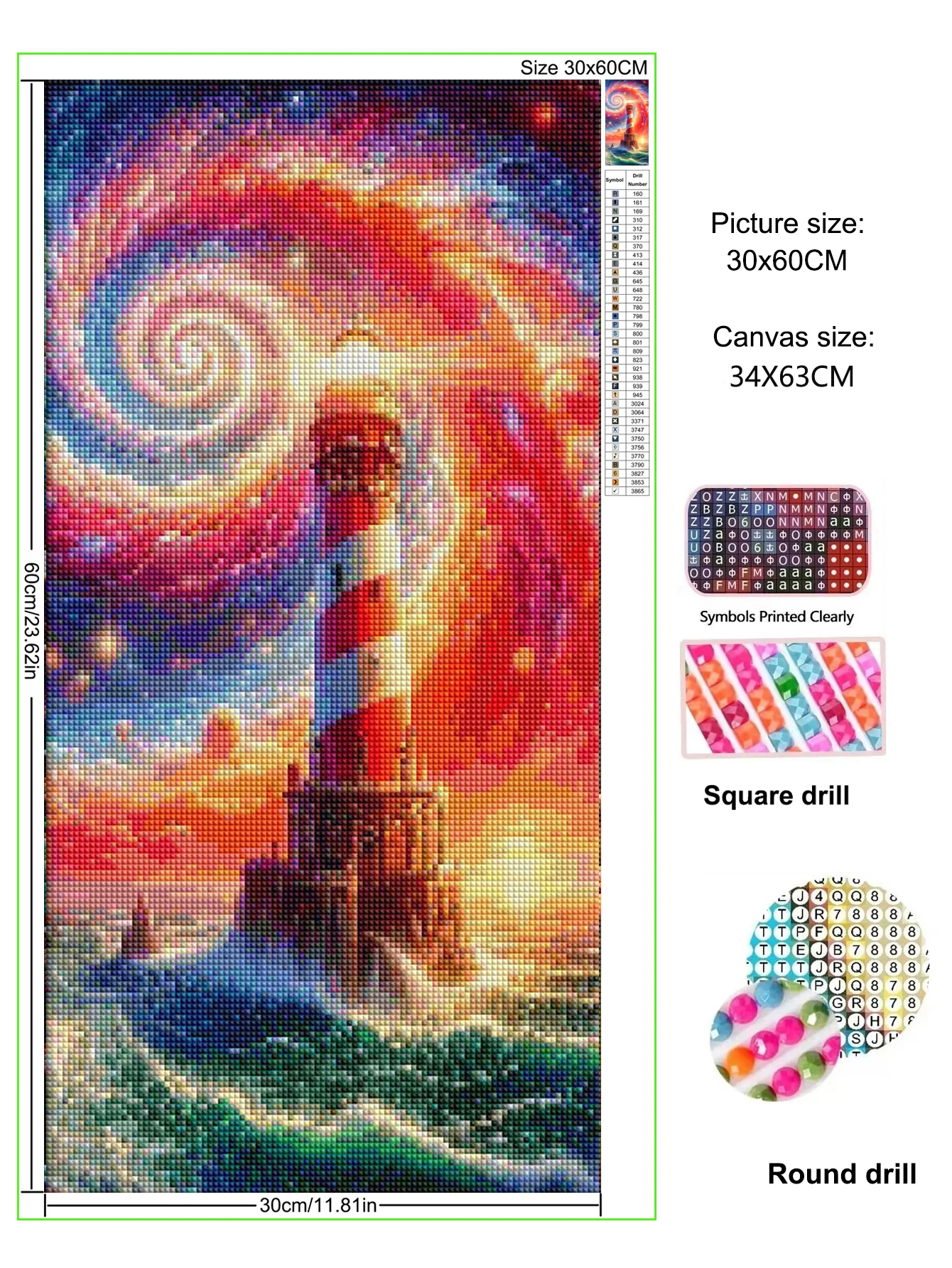 Abstract Colorful Landscape Lighthouse DIY Diamond Painting New 2025 Full Square/Round Diamond Mosaic Set For Living Room Decor