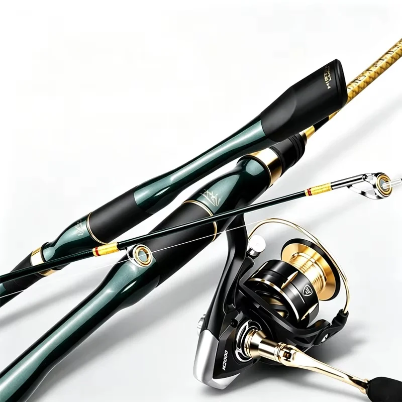 HASIDA Golden Armor Slip Drift Lure Rod Spinning Reel Set Triangular Handle Large Guide Ring Long Casting For Fishing Anglers