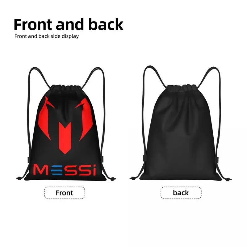 Red Messis 10 Football Drawstring Backpack Sports Gym Bag for Men Women Shopping Sackpack