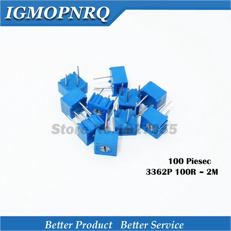 

100pcs 3362P 101 201 102 104 202 502 103 203 503 104 204 504 105 Trimpo Trimmer Potentiometer 3362 2m 1K 2K 5K 10K 20K 50K 100K