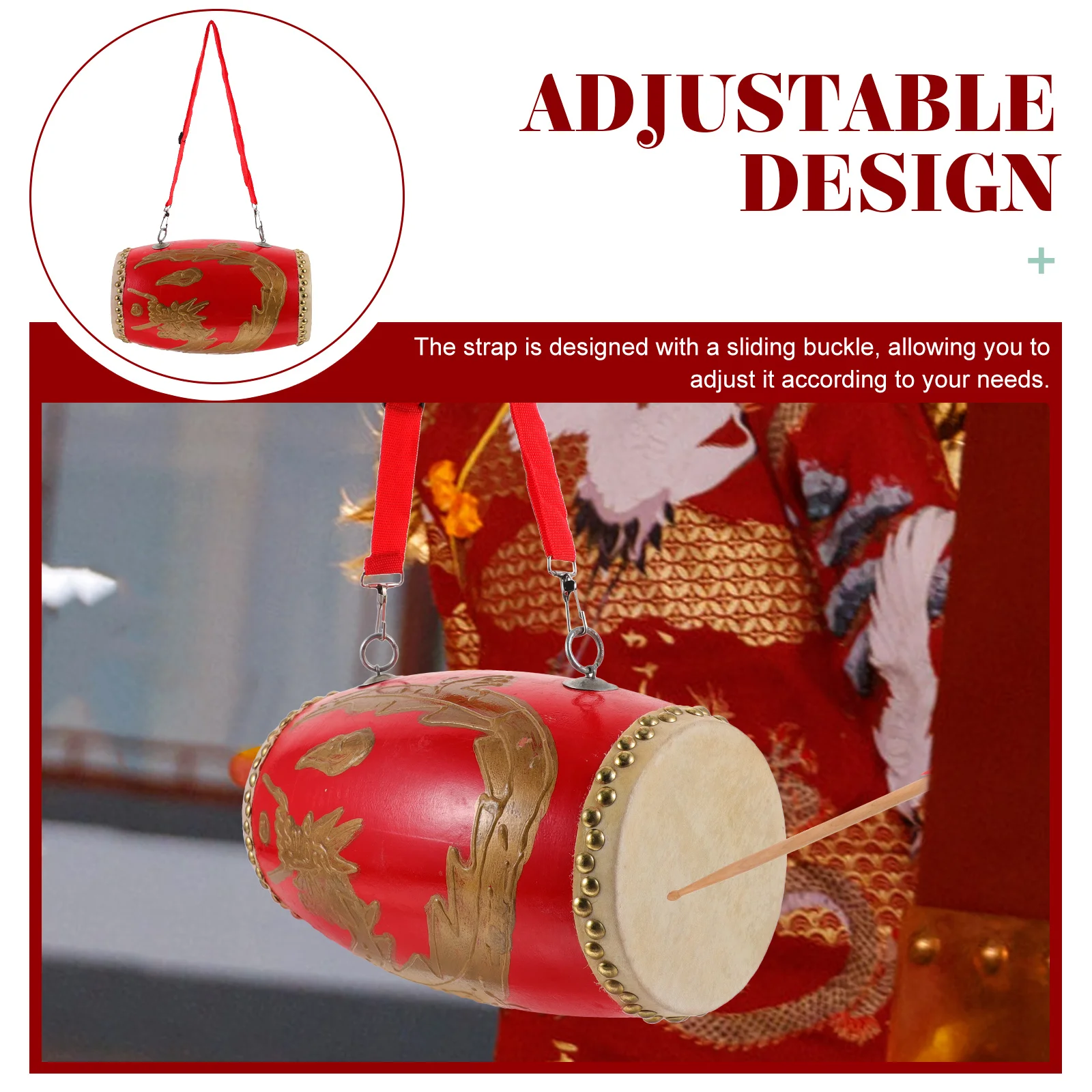 

Dragon Pattern Waist Drum Chinese Traditional Drums Gathering for Kids Chinesee Adults