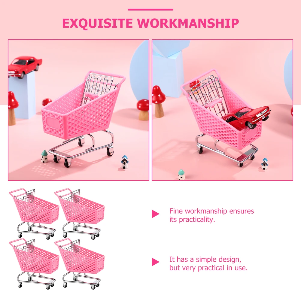 4 pezzi giocattolo mini carrello carrello del negozio carrello della spesa piccoli carrelli della spesa pieghevoli per bambini piccoli