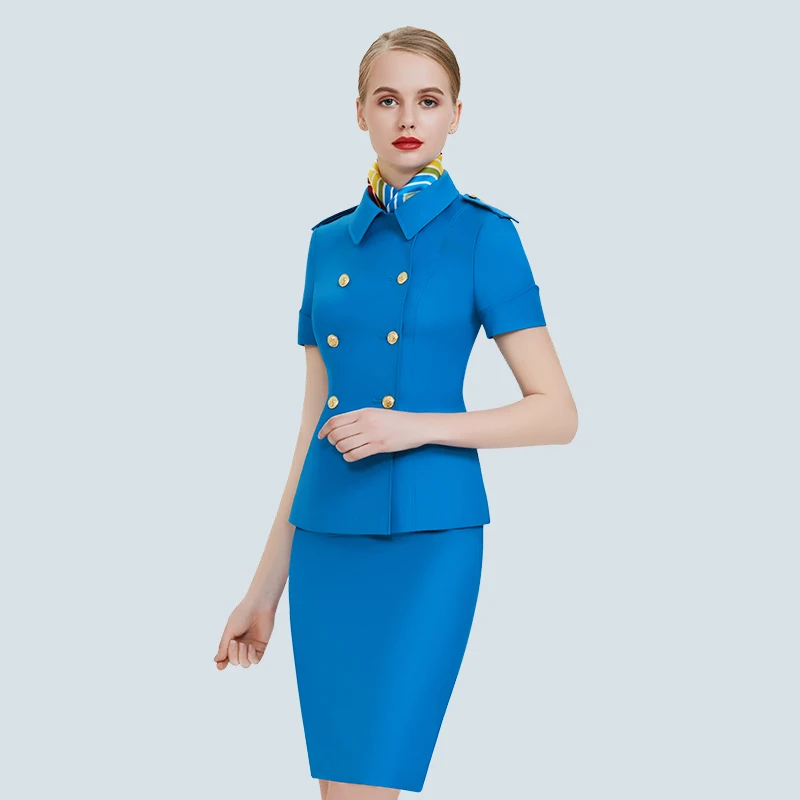 Stewardess Professionele Pak Tweedelige Rok Zomer Werkkleding Met Korte Mouwen Burgerluchtvaart Luchtvaartmaatschappij Stewardess Uniform