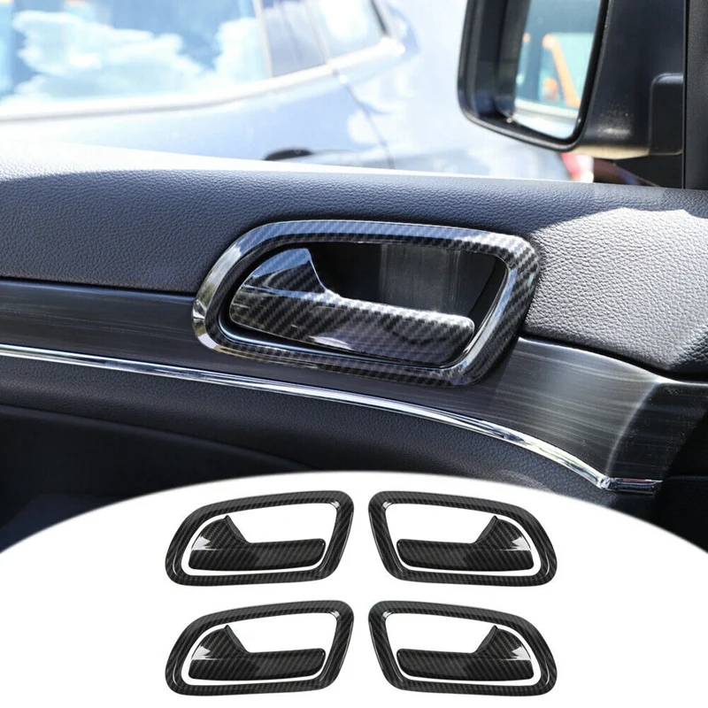 8Pcs ABS Carbon Fiber Inner Door Handle Bowl Cover Trim For Jeep Grand Cherokee 2011-2019 Car Styling