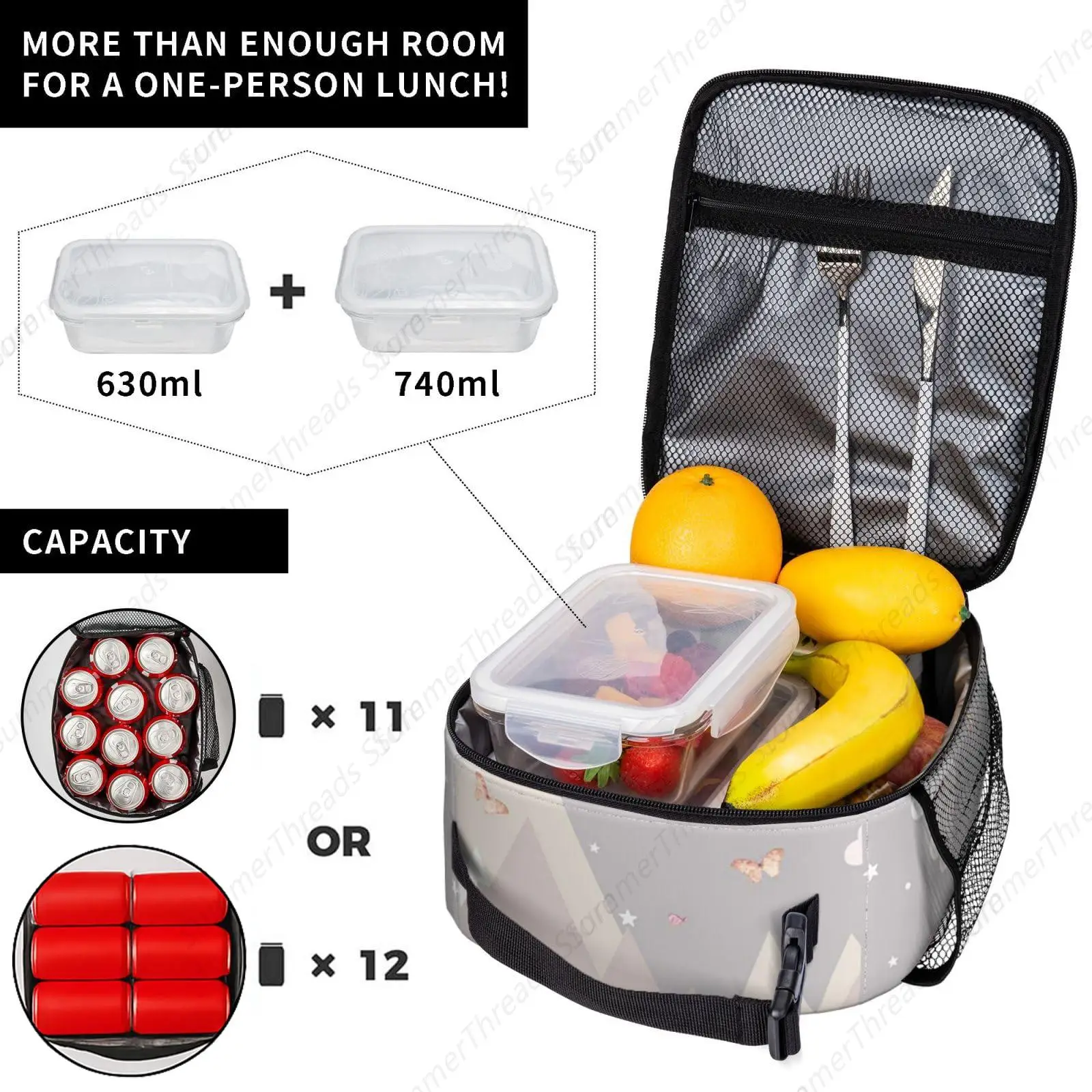 صندوق غداء كوني للقطط للنساء والأولاد والبنات والأطفال، حقيبة غداء معزولة للقطط والقطط المبردة للمدرسة والنزهات والمكتب والعمل #6