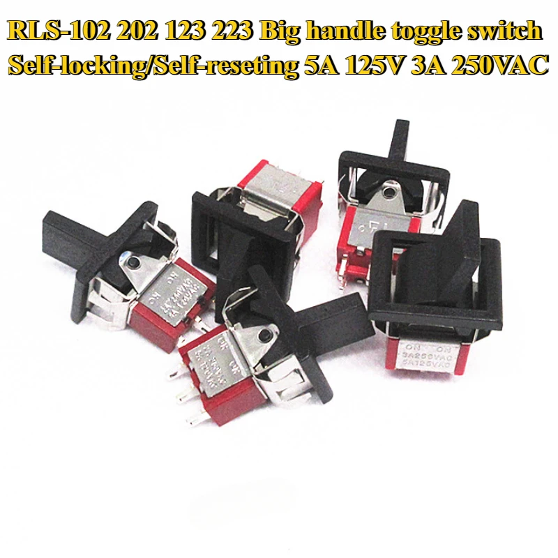 

Self-locking/Reset Latching Toggle Switch RLS-102 5A 125V 3A 250VAC 2PIN 3PIN 6PIN ON-ON ON-OFF-ON Rocker Switch Lights Motors