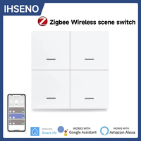 Tuya Zigbee 3.0 Smart Scene Button Switch 4Gang Smart Home Wireless Push Remote Controller Battery Powered Devices Linkage