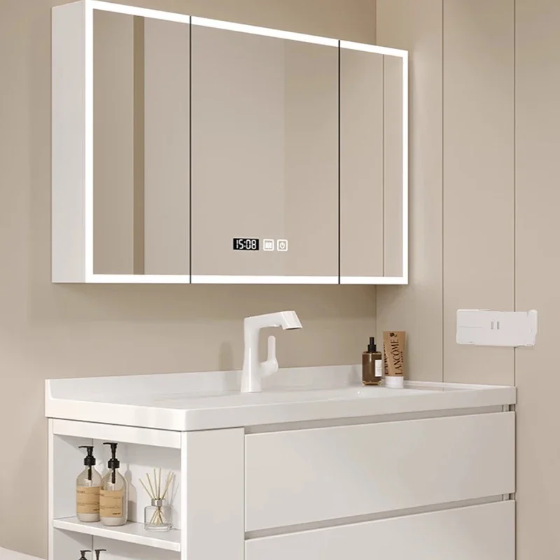 Locker Vanity Mirror Bathroom Cabinets Sanitation Shower Home Furniture Luxury Bathroom Cabinets Smart Light Miroir De Salle