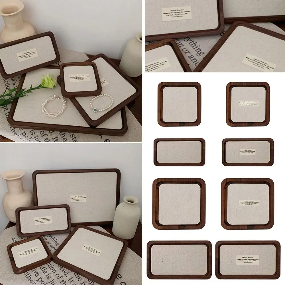 الجوز الملونة علبة مجوهرات خشبية تصميم الرجعية خشب متين حلقة عرض صينية مادة خشبية نمط الحد الأدنى #3