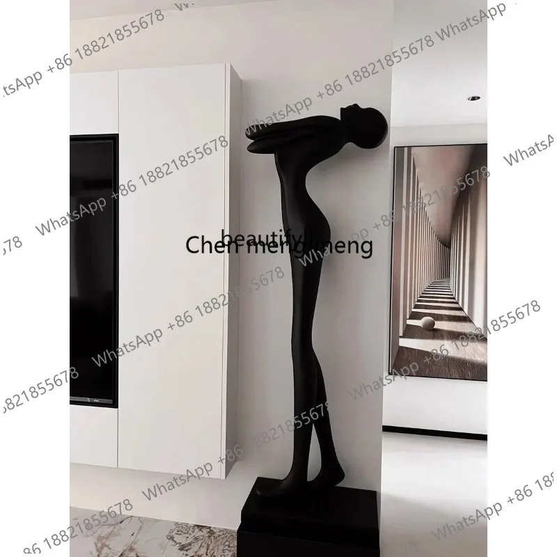 Modern decorative sculpture, large figure floor decoration, office model, abstract art