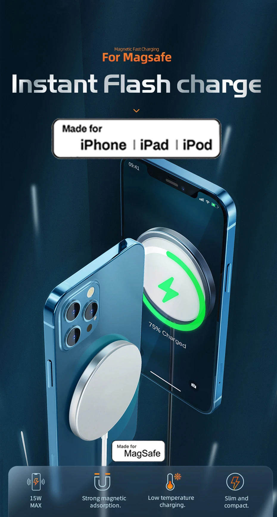For Apple Magsafes Original Wireless Charger For iPhone 17 16 15 14 13 12 Pro Max Samsung Fast Charging Type C Magnetic Charge