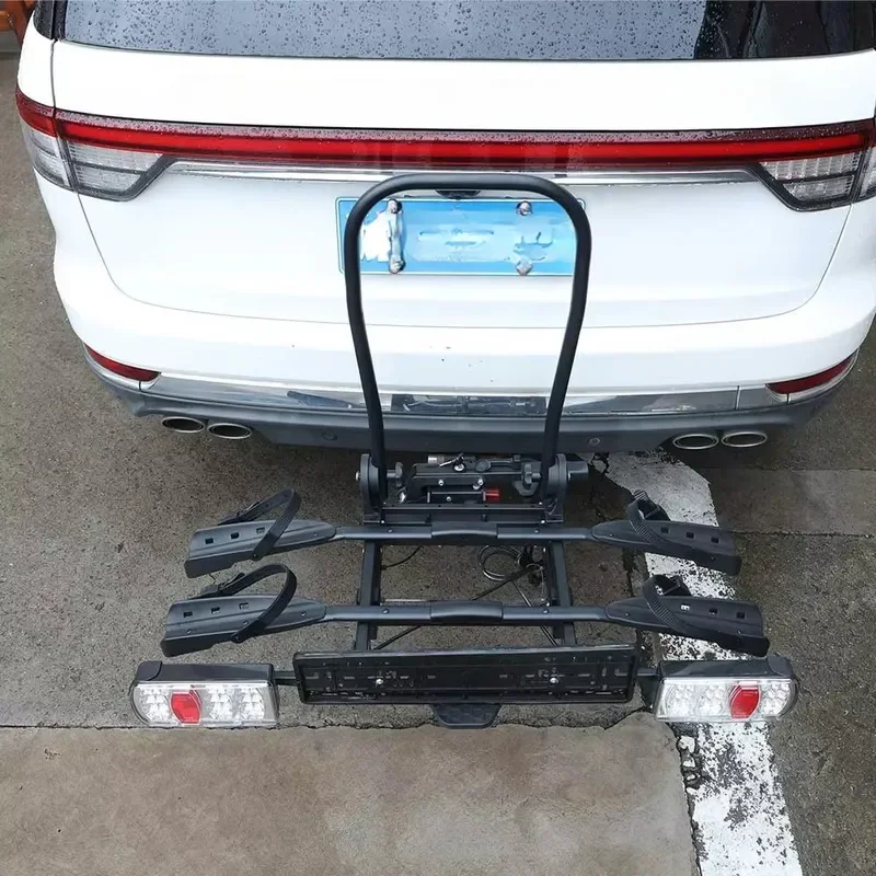 Heavy Steel Foldable Bicycle Rack for Car Rear SUV Direct Drive Compatible 2-Bike Capacity Adjustable Hook Installation