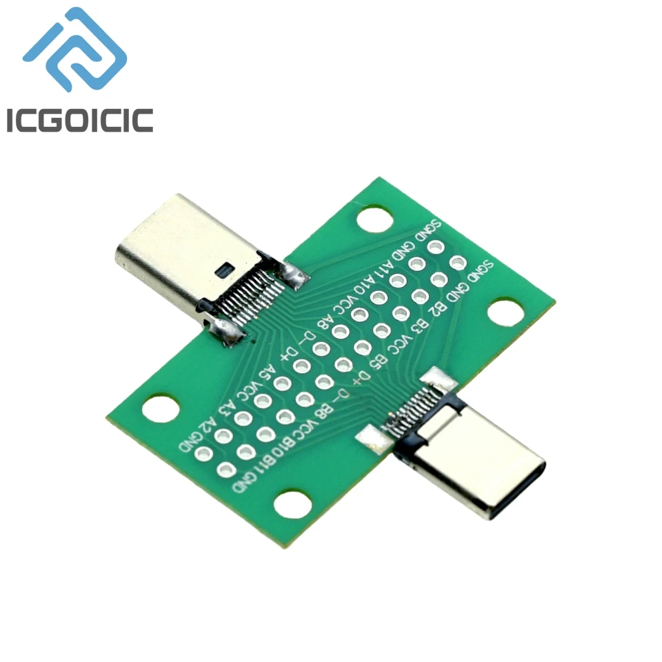 Type-C Male To Female USB 3.1 Test PCB Board Adapter Type C 24P 2.54mm Connector Socket For Data Line Wire Cable Transfer