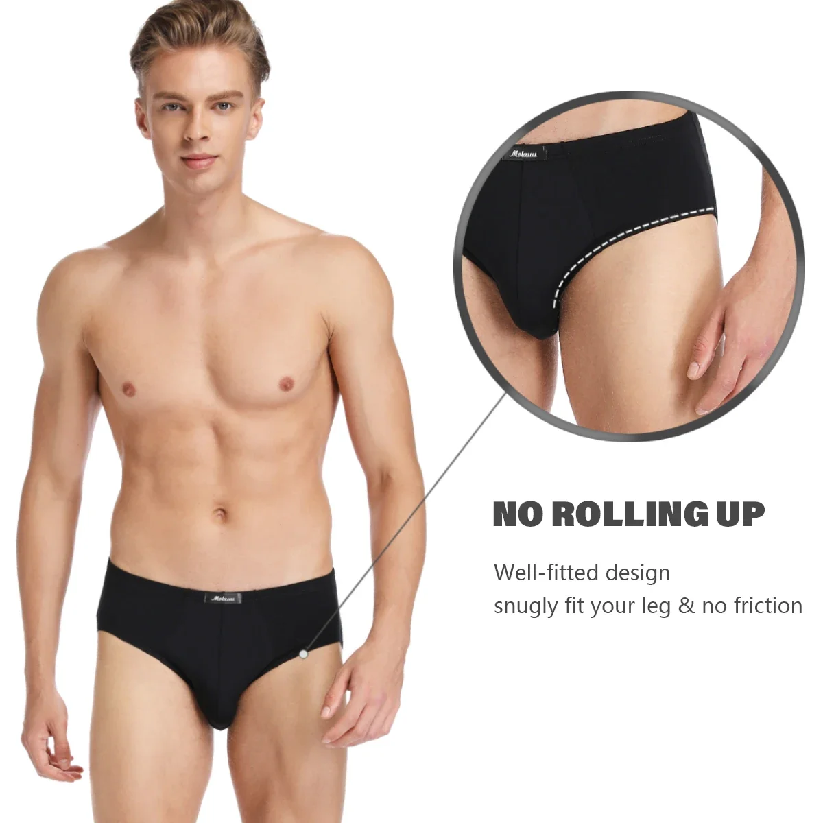 4 PCS/Set Men Triangle Underwear Low Rise Sexy Fashion Elasticity Double Layer 3D Pouch No Rolling Up Legs Triangular Underpants