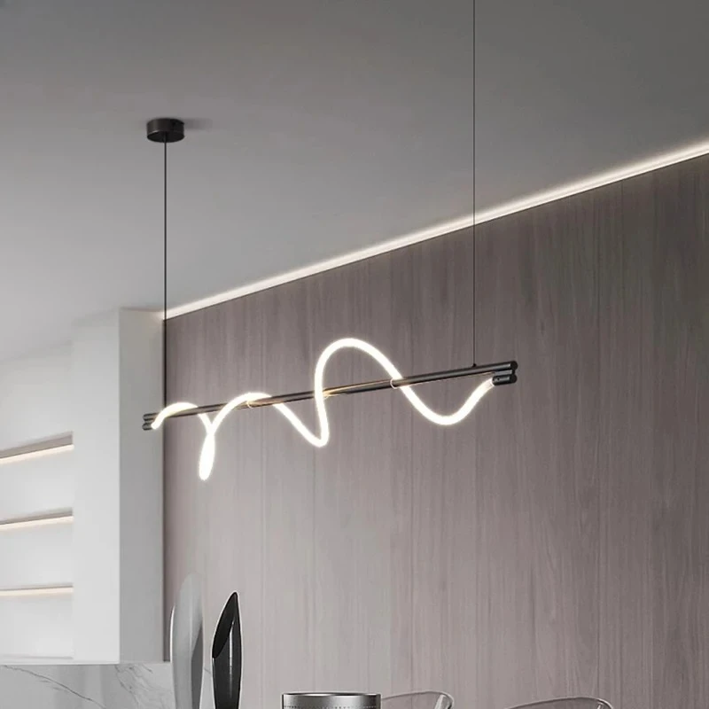 Medieval Bauhaus Winding Coiling in a Linear Pattern LED Pendant Lights Fashion Lamps for Living Room Home Decoration Chandelier
