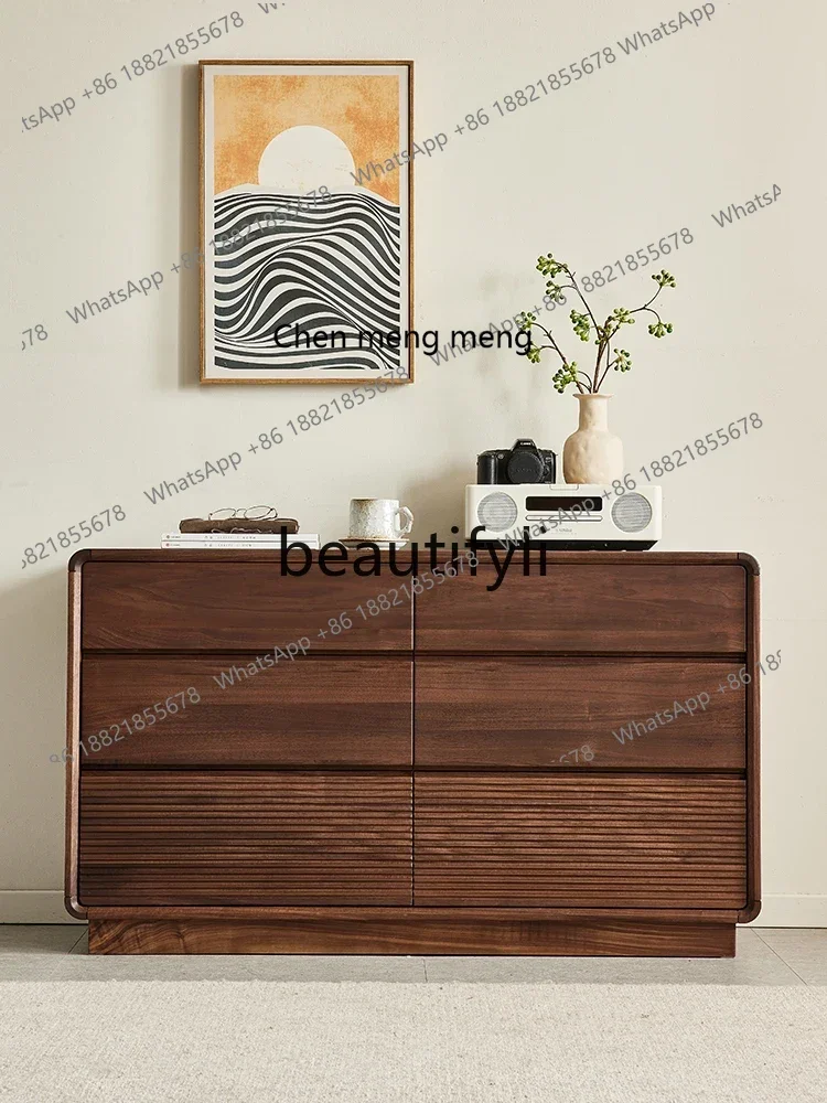 

M178 North American black walnut all solid wood six-chest cabinet Nordic living room drawer cabinet storage locker