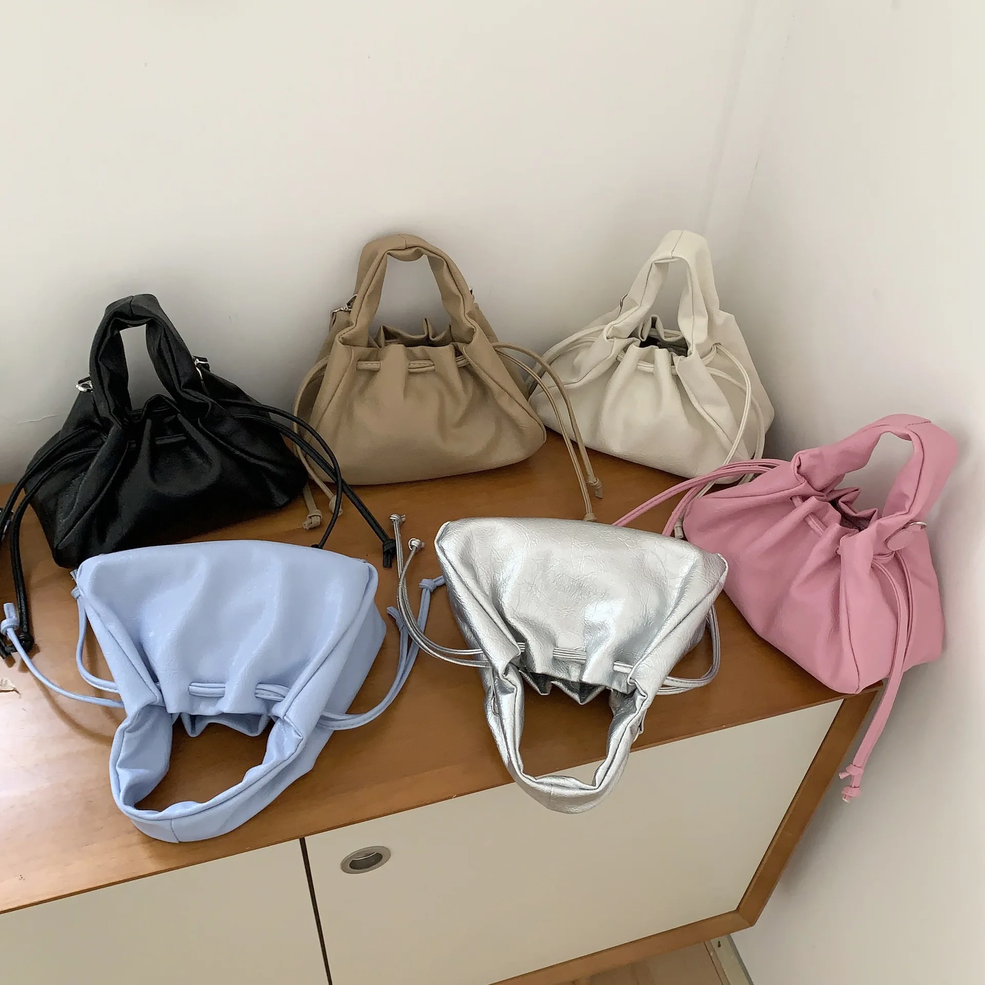 Bag Woman 2024 Fold Cloud Bag Draw Dumpling Handbag Solid Color Small  Purses And Handbags