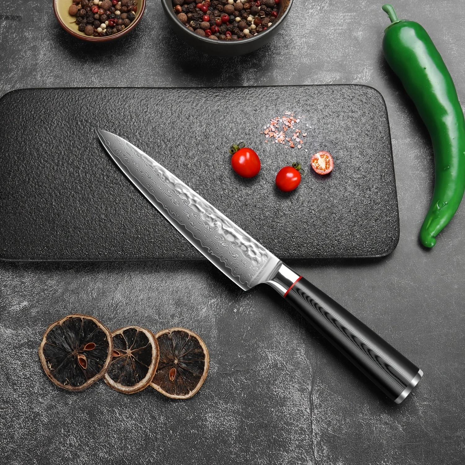 Professionelles Damaszener Küchenmesser, 67 Lagen geschmiedete, gehämmerte Klinge, leicht, ausgewogen, ergonomischer, rutschfester Griff, Geschenkverpackung, Kochbesteck