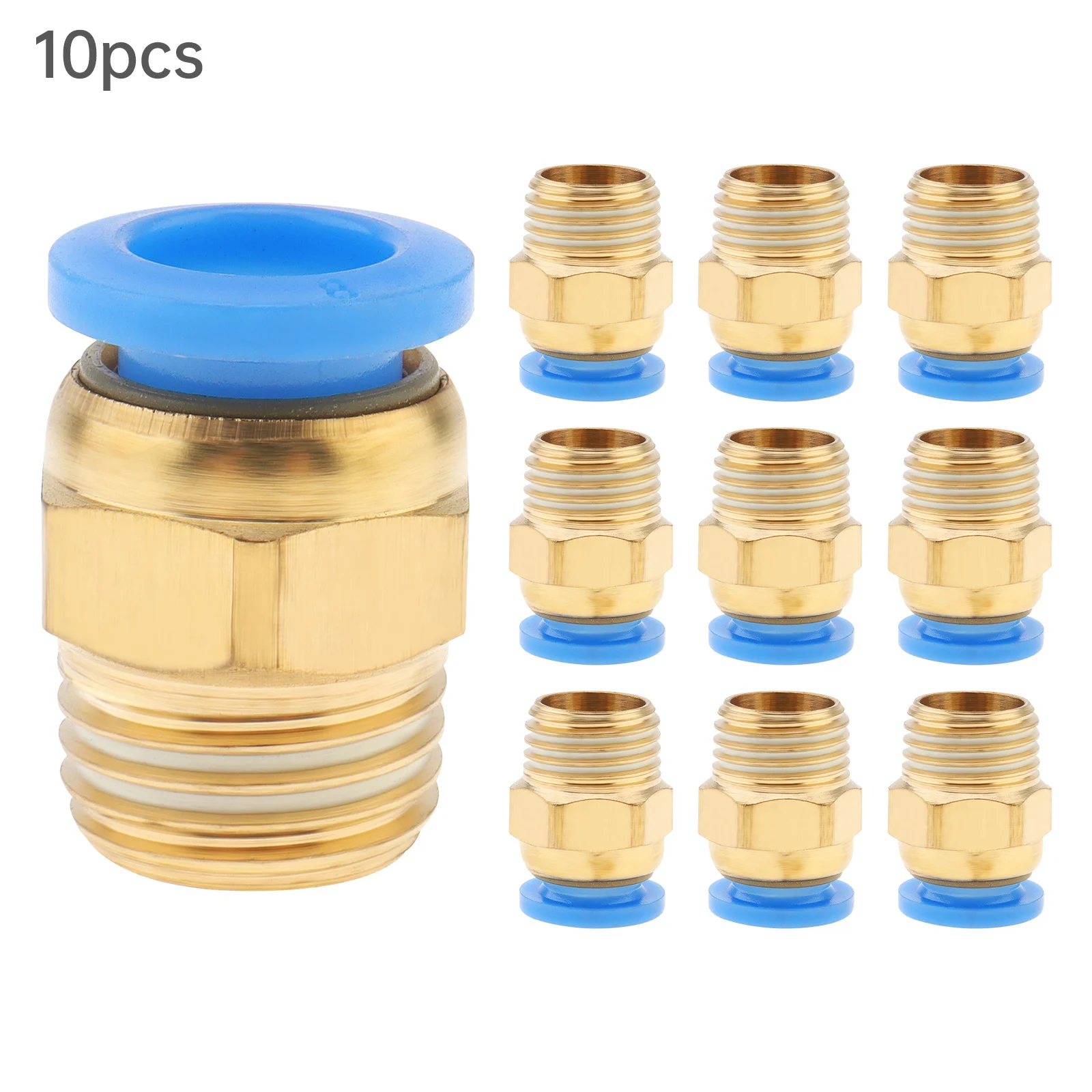 Conector de línea de aire de ajuste rápido neumático recto, rosca G de empuje para conectar accesorios, tubo exterior de 8mm, 10 piezas, 1/4 pulgadas