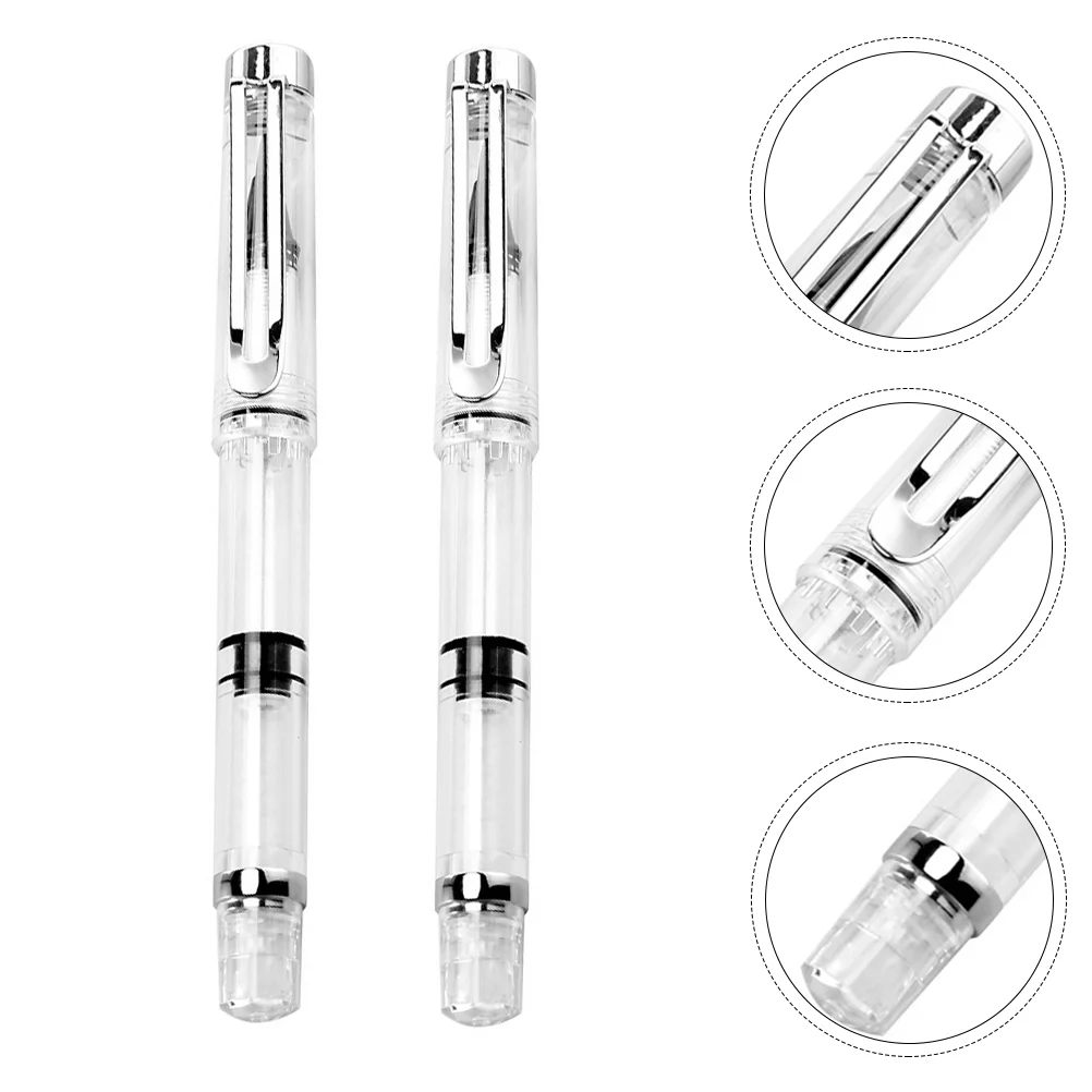 2 Pcs Pen-Type New Writing Brush Paint Calligraphy Pens Refillable Ink Fountain Signature Painting Piston