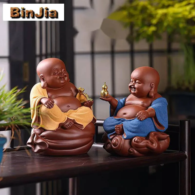 

Фиолетовая глина Майтрейя Будда Деньги Рисунок Чай Домашнее животное Элегантный дух чая Фигурка Игрушки Чайная статуя Украшения Аксессуары