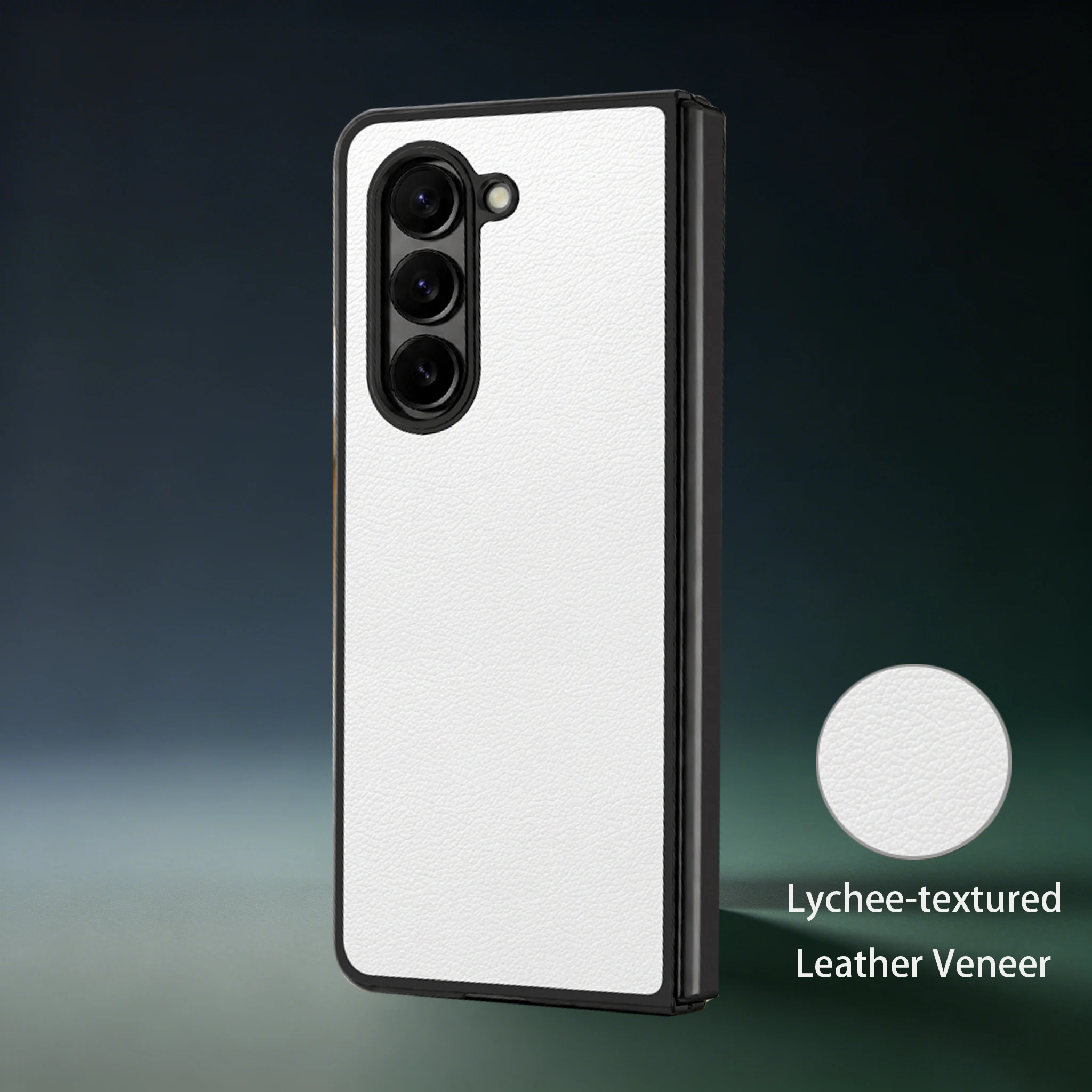 Lychee Leather Texture Phone Case For Samsung Galaxy Z Fold8 Fold7 Fold6 Fold5 Fold4 Fold 8 7 Hard PC Black Frame Folding Cover