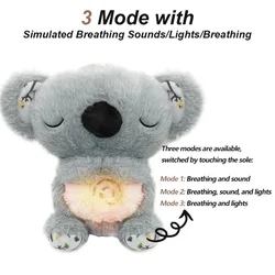 Breathing Koala Baby Soothing Koala Plush Doll Toy Baby Children Soothing Music Sleeping Sound and Light Doll Toy Gift