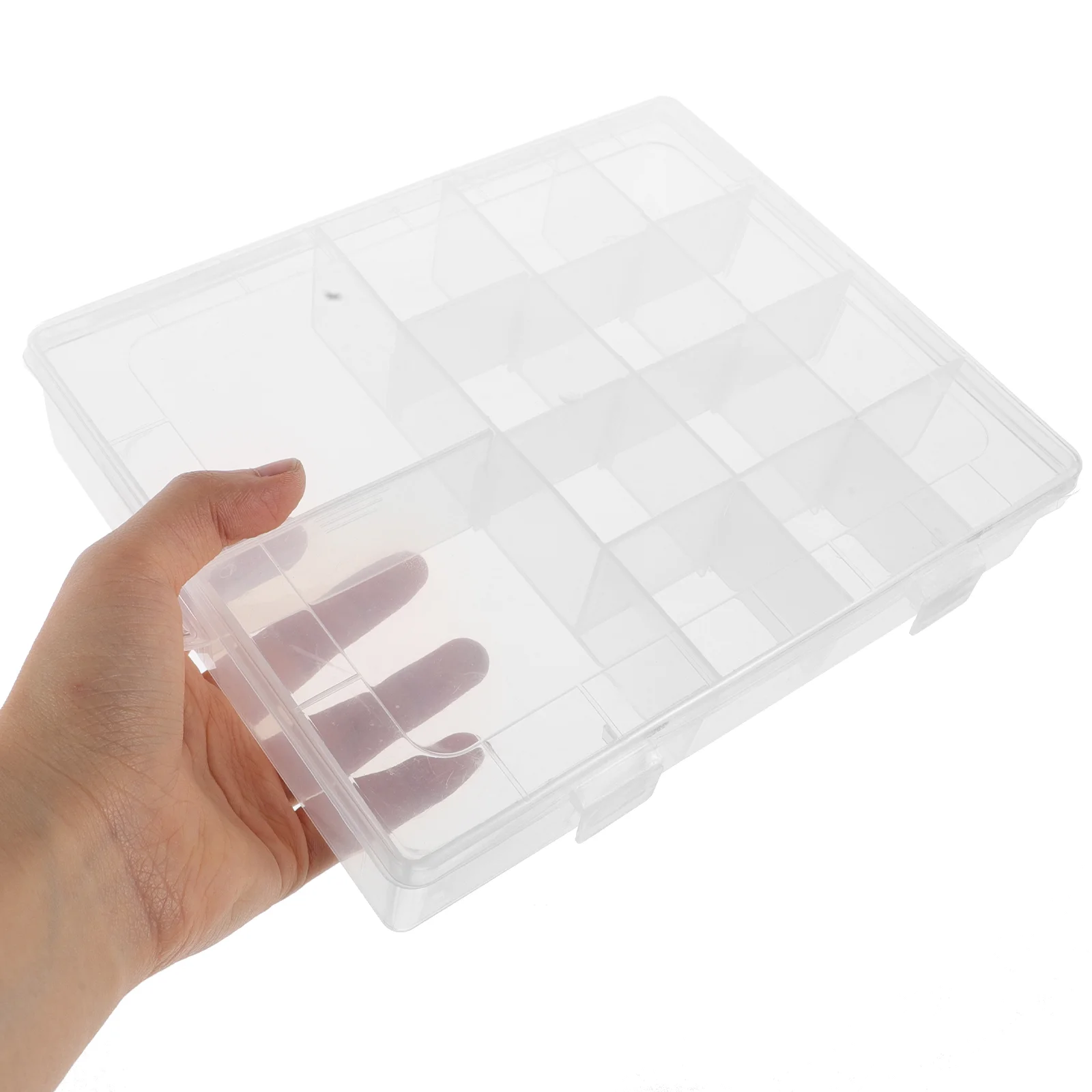 Clear Plastic Organizer Box with Adjustable Dividers Bead Storage Organizer for Jewelry Crafts Tools and Small Parts