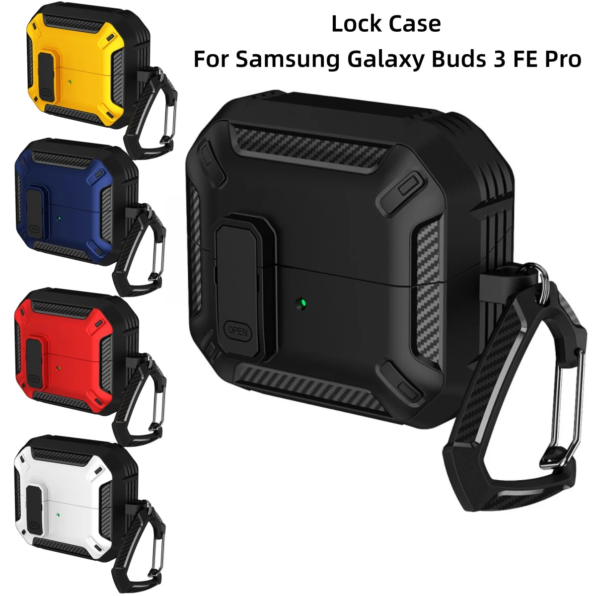 Capa Protetora para Samsung Galaxy Buds3 FE, Buds3 Pro, Capa Completa à Prova de Choque em Fibra de Carbono para Buds3 FE Pro