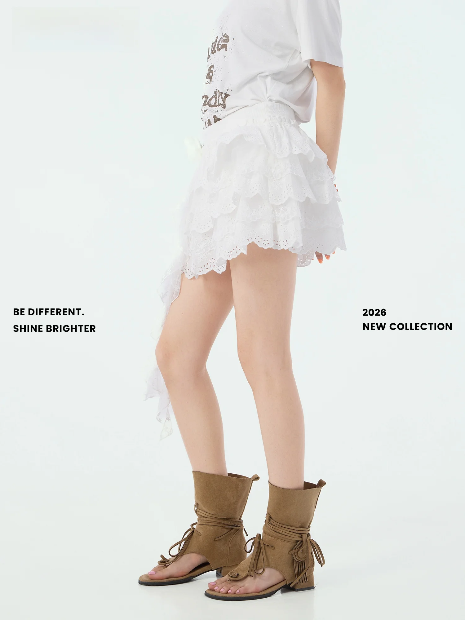 

Новая летняя белая юбка-кейк Didimax с высокой талией, кружевная, повседневная, милая, стройнящая, женская, из хлопковой марли