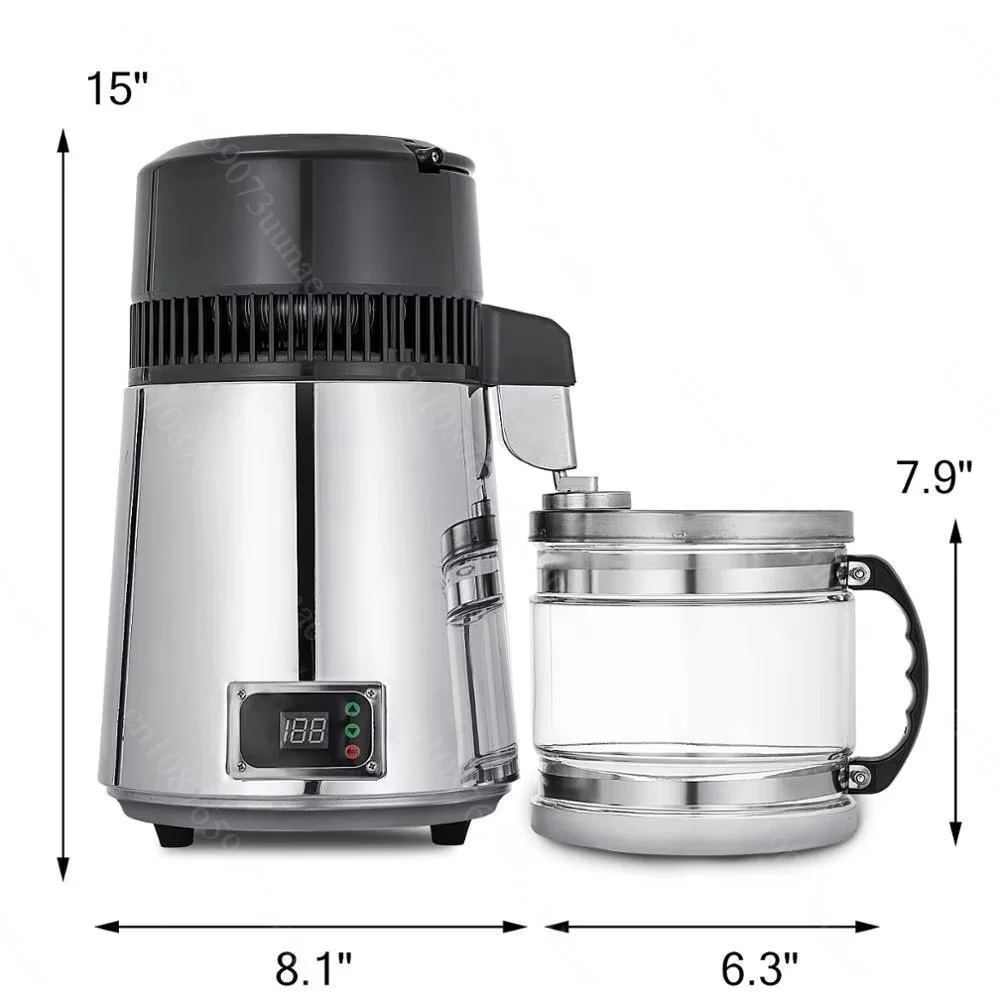 4L Automatic Water Distiller, 304 Stainless Steel Household Laboratory Dental Water Purification Machine