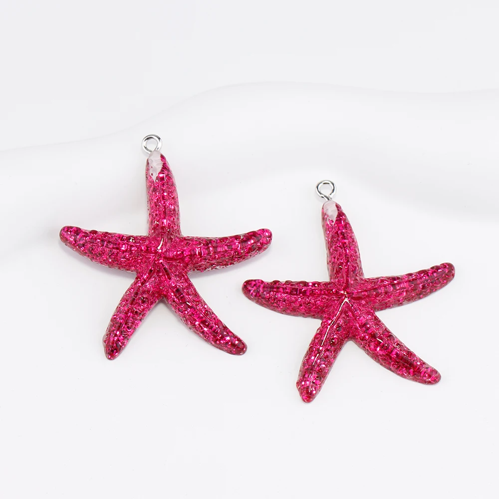 10pcs Glitter Sea Starfishs Resin Charms Pendants for Necklace Keychains Earrings Jewelry Making Diy Handmde Accessories