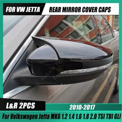 For Volkswagen Jetta MK6 2pcs Gloss Black Car Rear View Mirror Cover Caps Trim Shell Frame Jetta 6th TSI TDI GLI MPI 2010-2017