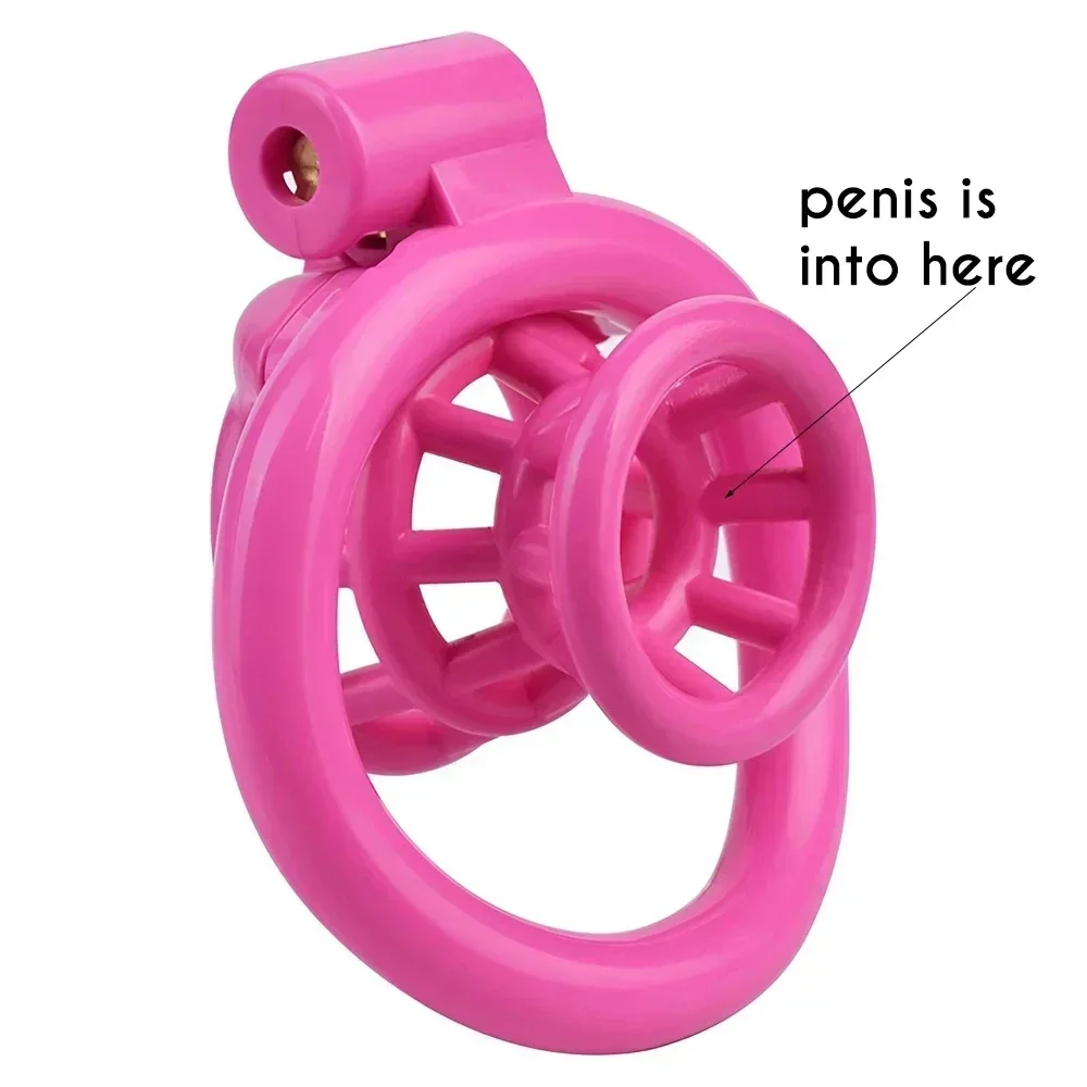 Nuova gabbia di castità negativa in ABS per uomo serratura leggera per gallo piccolo Sissy con dispositivo di blocco per anelli del pene di 4 dimensioni BDSM adulti Toys18 +