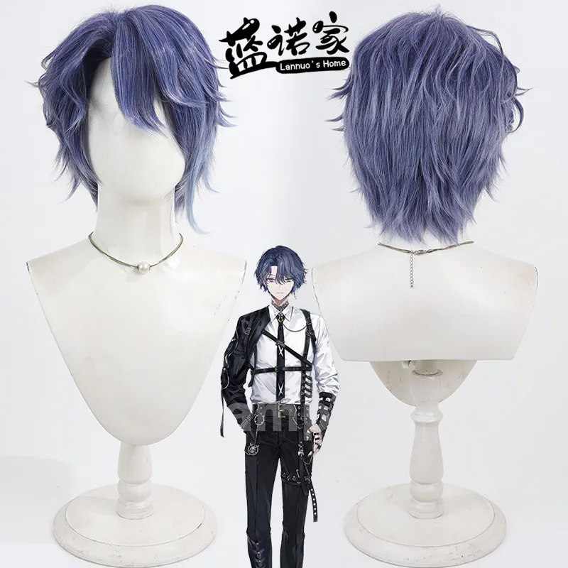 Virtual YouTube Vtuber Koyanagi Rou Cosplay Wig Halloween Carnival Party Props Synthetic Hair Heat Resistant Fiber + Wig Cap