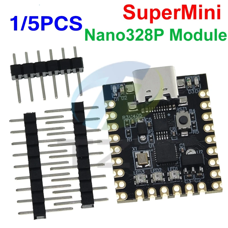

TZT 1/5PCS NANO V3.0 / Nano SuperMini Type-C Development Board Atmega328p Chip Ch340 Serial Port For Arduino