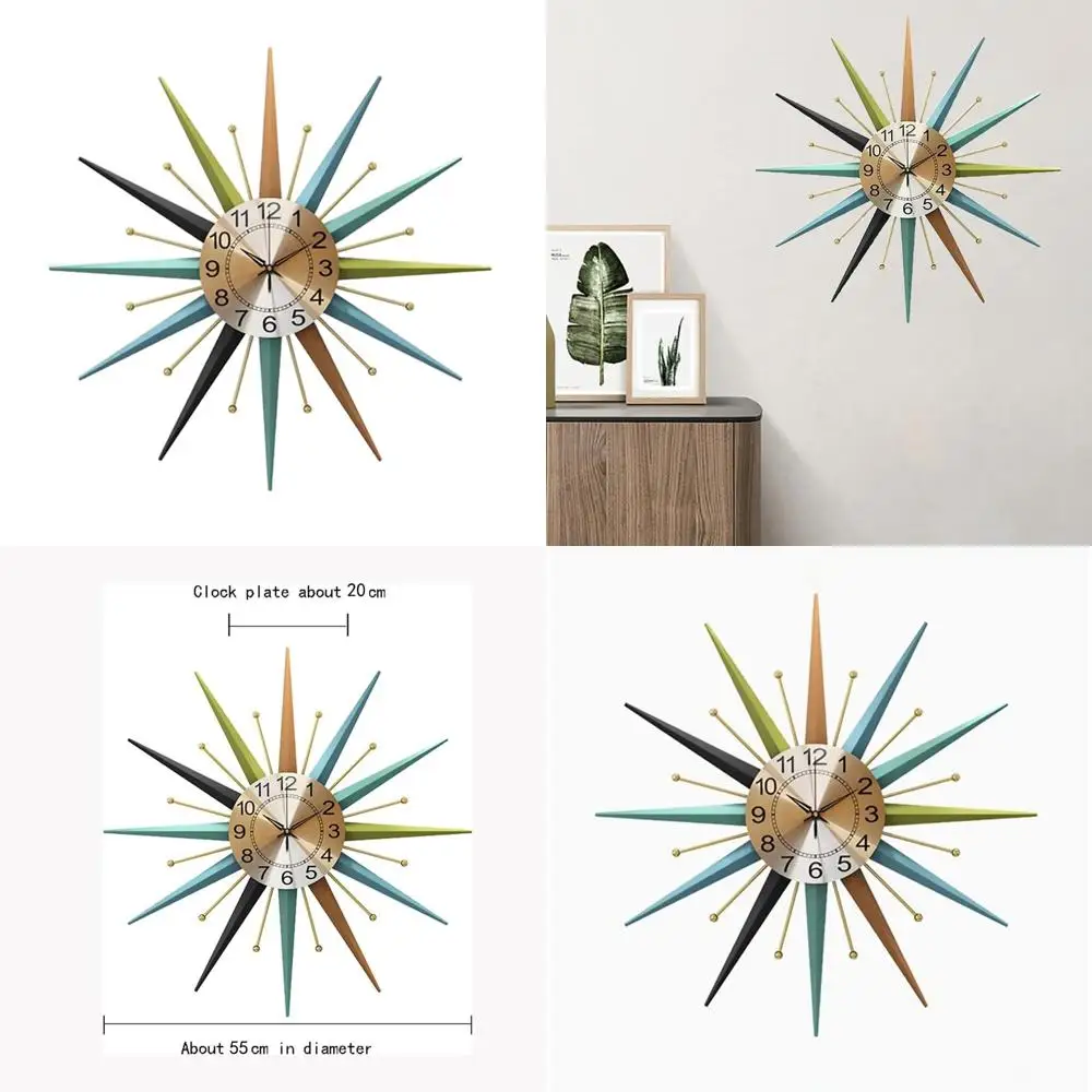 

22 Inch Mid-Century Style Metal Crystal Wall Clock, Star-Shaped Silent Decorative Wall Clock, Suitable for Living Room,Bedroom,D