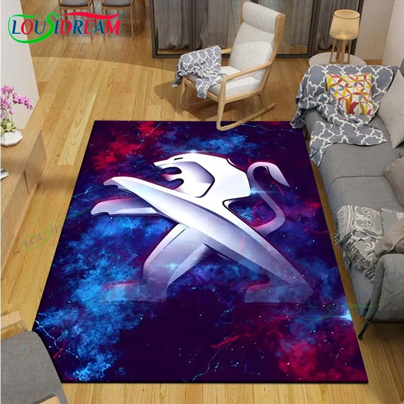 

Fashion Car P-Peugeot Logo Printed Carpets Living Room Anti-Skid Area Rug Kids Bedroom Mats Yoga Mat Large Carpet Decor